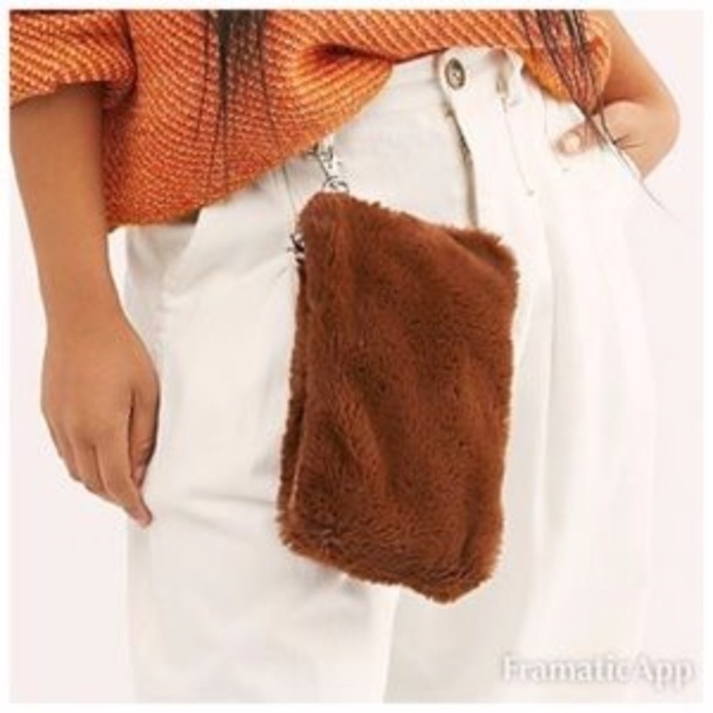 Free People Brown Faux Fur Essential Pouch - Picture 2 of 3